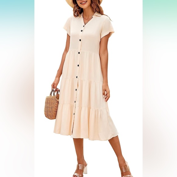 Amazon Dresses Tiered Midi Dress Full Buttons And Collar Poshmark